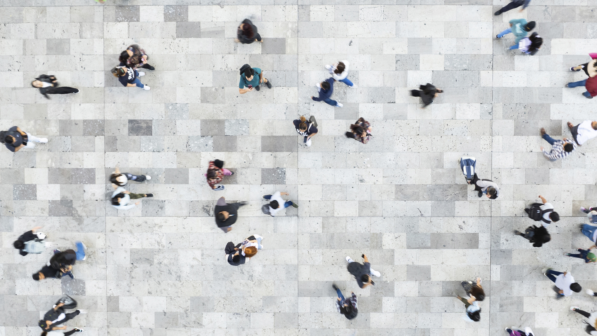 A crowd of people from above