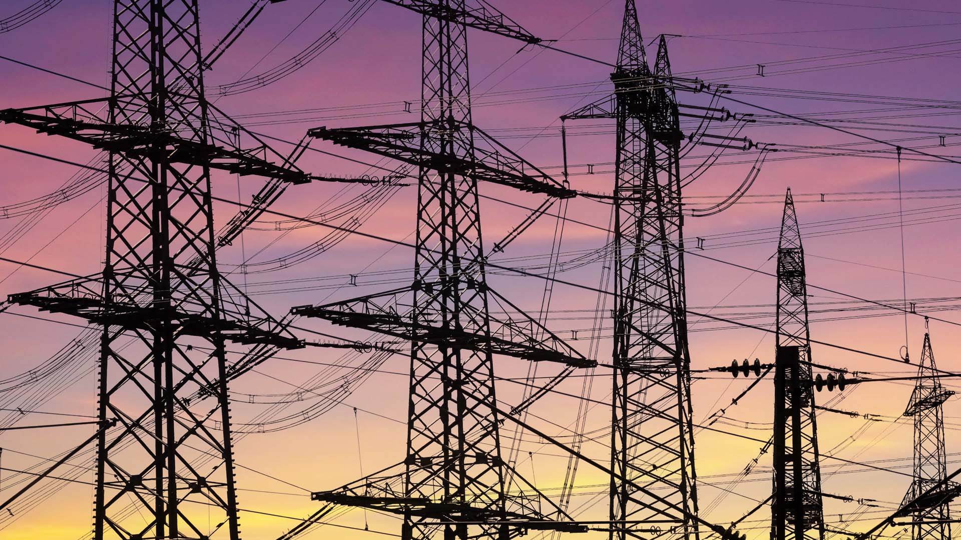 Image of powerlines at sunset