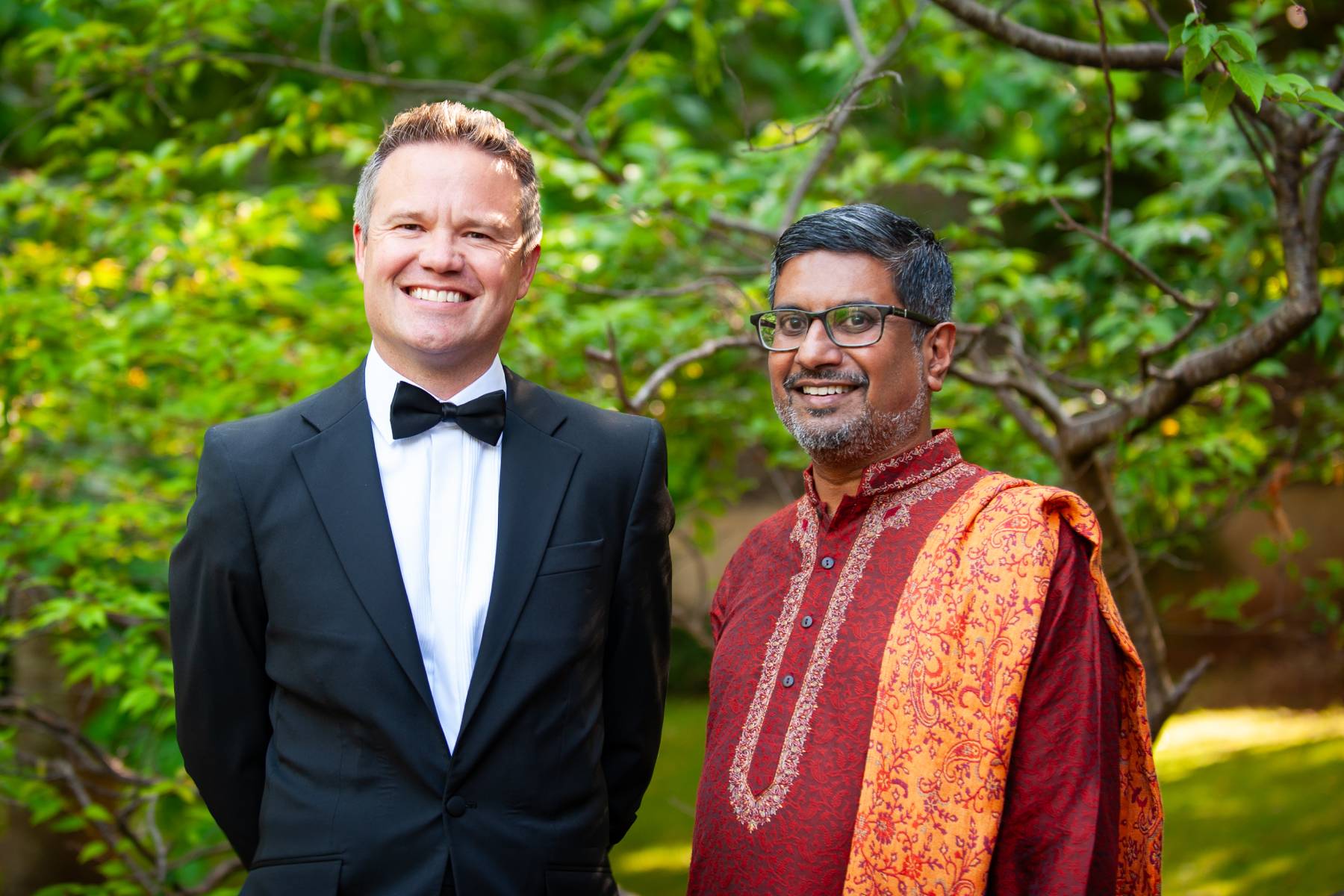 Sam Wright and Samir Savant, the Chief Executive of St George's Bristol, ahead of the theatre's gala dinner