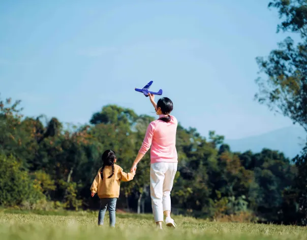 Mother and child with a kite
