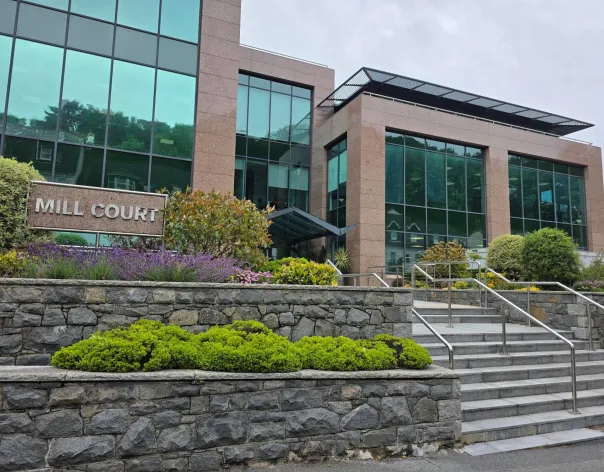 The front of the Mill Court office building in Guernsey