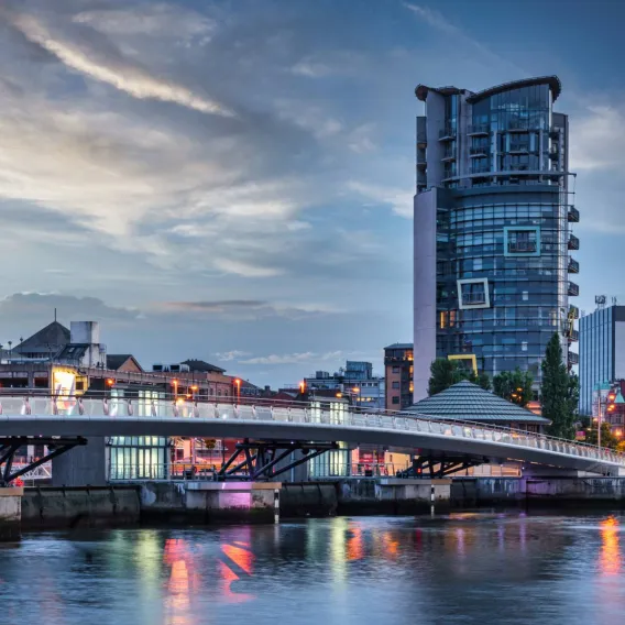 Belfast city centre at sunrise