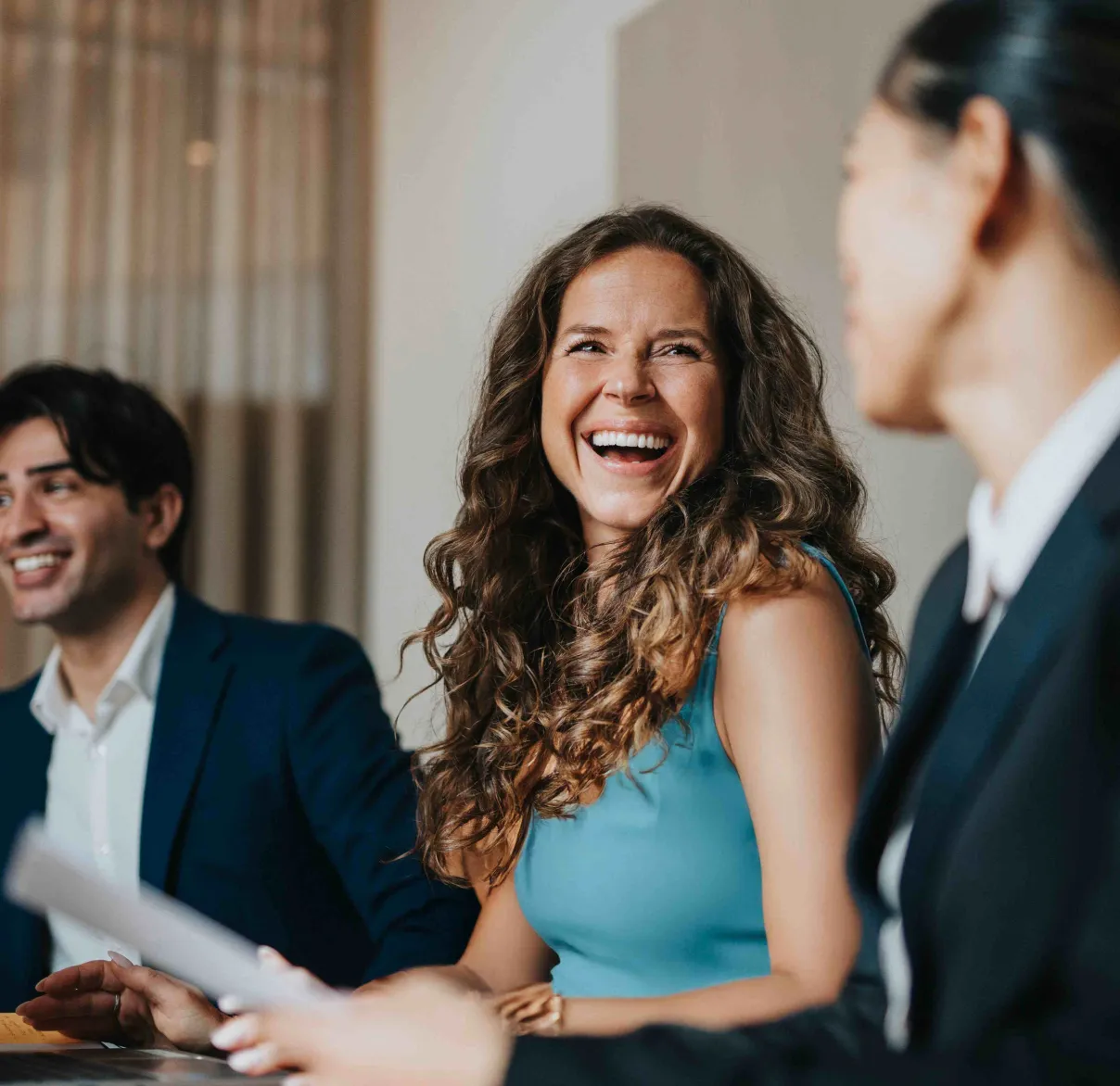 Group of happy people working together