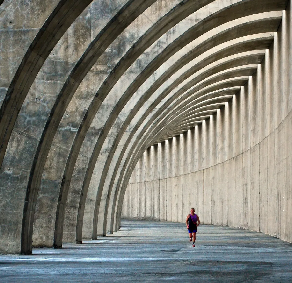 Person walking through a building