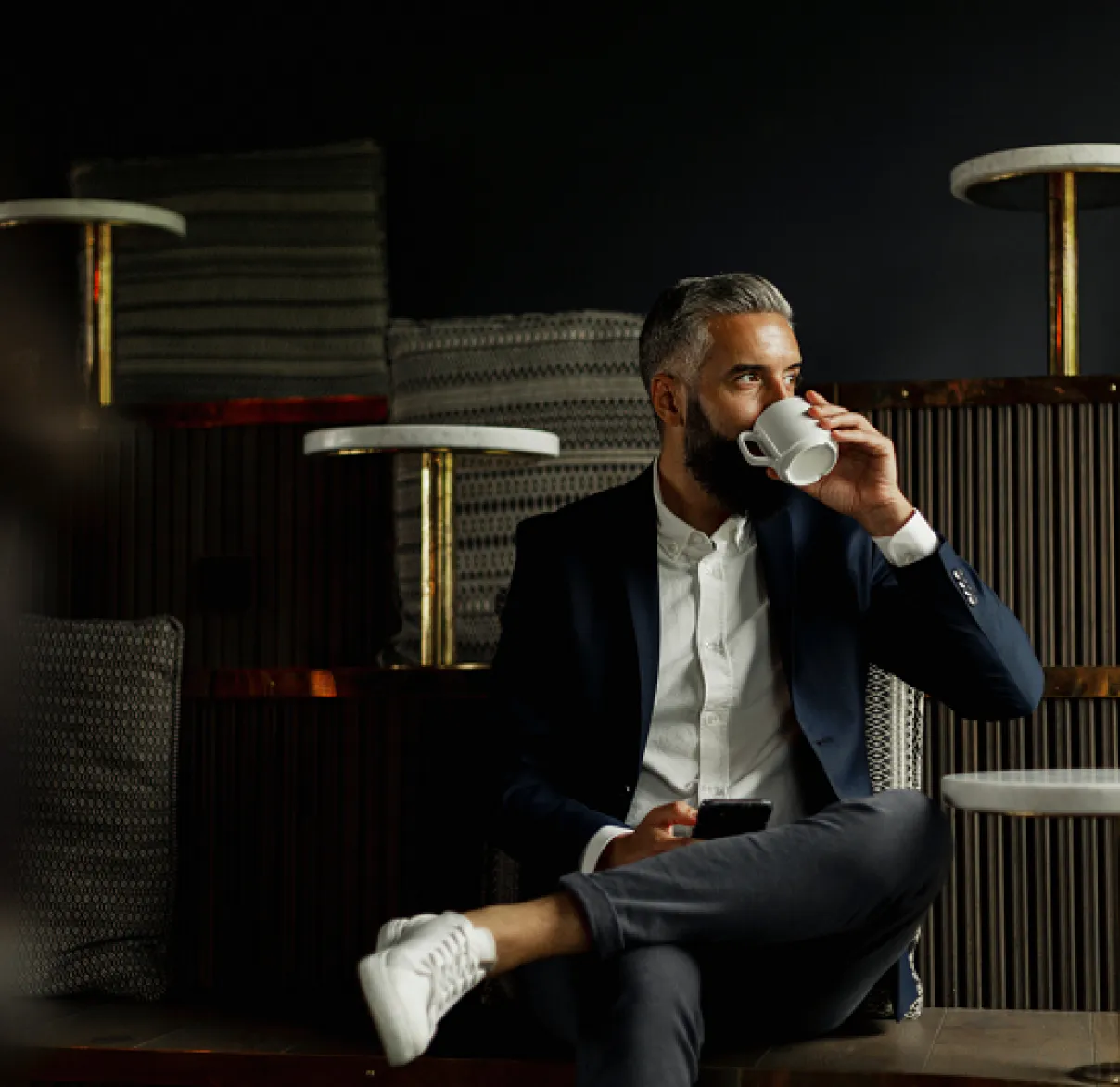 Person drinking coffee