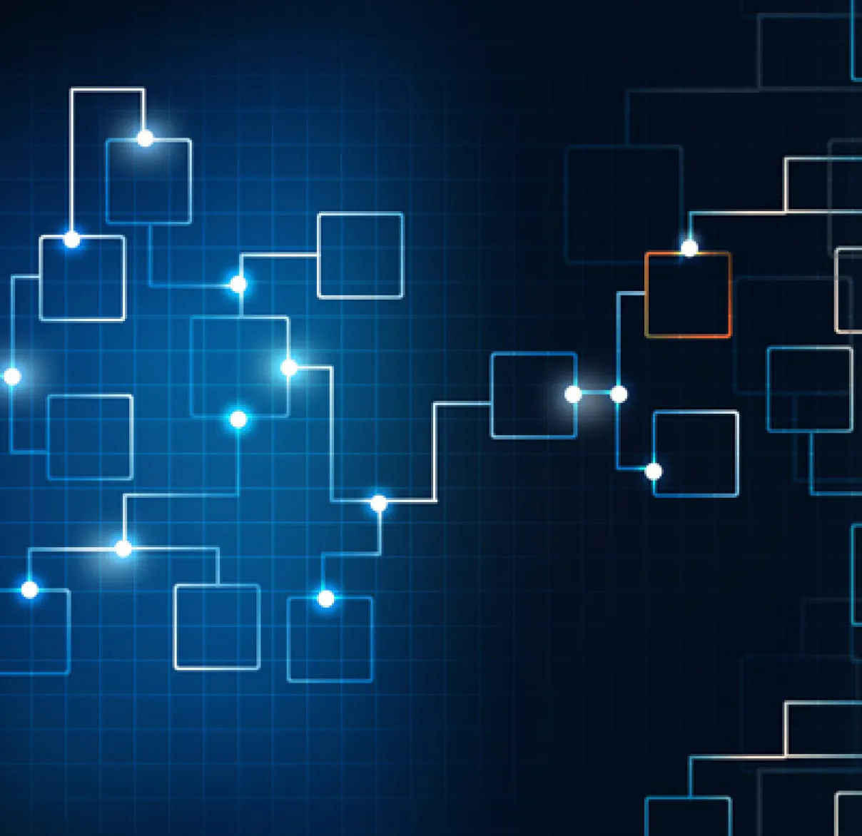A graphic showing various nodes connecting to one another to form a network