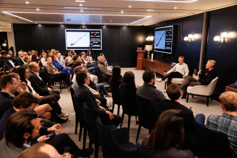 The audience listen to speakers at the Rathbones Inspire 'Journey of a founder' event in November 2025