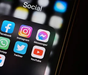 Social media icons showing on mobile screen