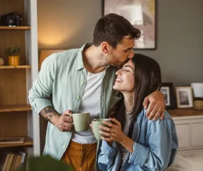 Happy couple at home