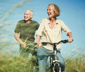 Couple on bicycles