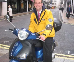 Image of James Thomson on a motorbike 