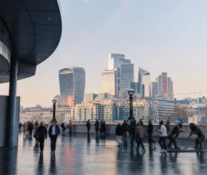 london skyline streetside view