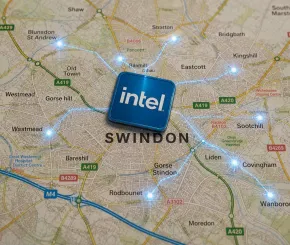 Map with intel logo 