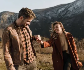 Happy couple in the great outdoors