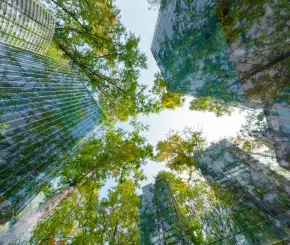 ESG cityscape with greenery