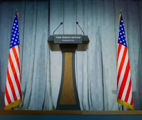 Tribune for congressman or US minister political speech