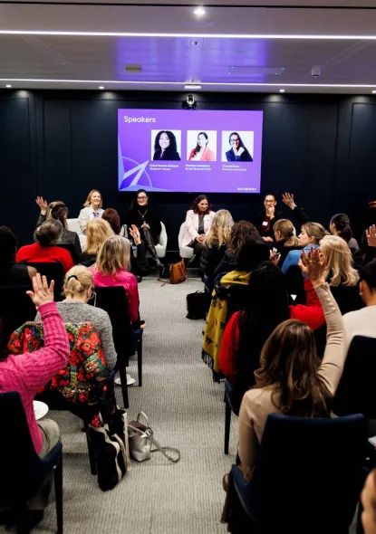 An audience of female founders listen to speakers at the Rathbones Inspire event in January 2026